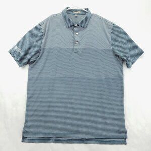 Peter Millar Summer Comfort Polo Shirt Mens XL Green White Striped Direct Energy